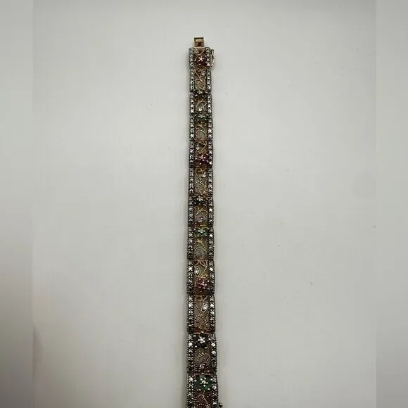 7.25" AMAZING 14k over 925, ruby, sapphire, emerald and diamond bracelet! - Picture 7 of 10